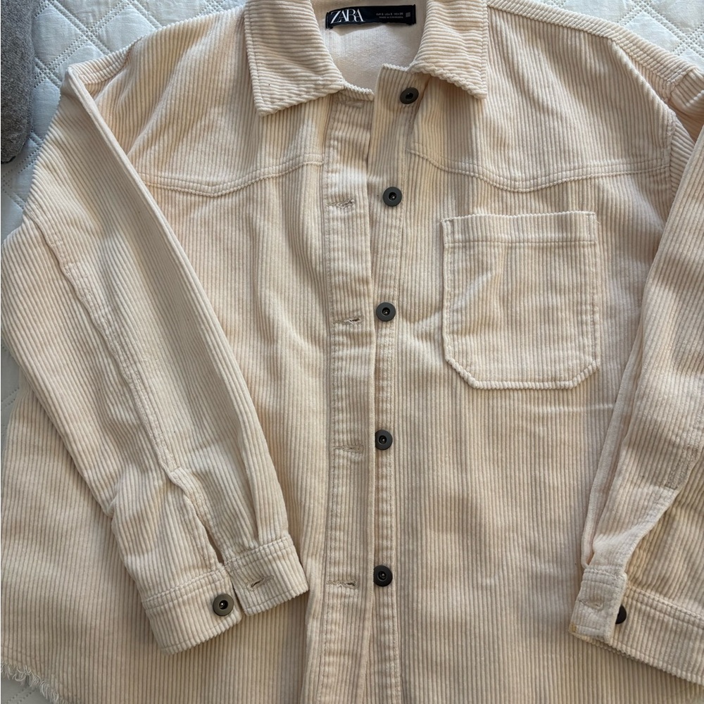 Zara Cream Corduroy Button-Up Jacket